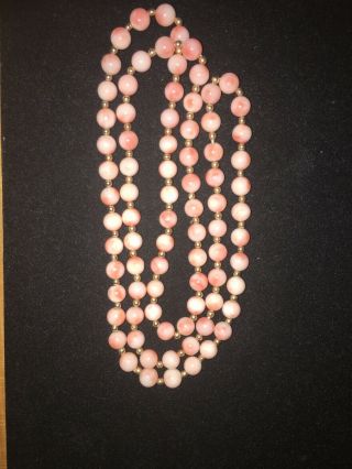 Vintage Pink Coral Angel Skin With Gold Beads 10k.  Authentic Coral