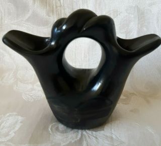 Nicevery Old Handmade Pueblo Black Clay Art Pottery Hand Etched Wedding Vase