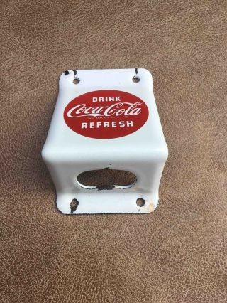 Vintage Drink Coca - Cola Refresh Porcelain Wall Mount Soda Bottle Opener