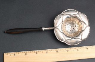 Early 20thC Antique Tiffany & Co Sterling Silver Tea Strainer Wood Handle,  NR 2
