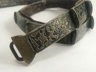Antique 18c / 19c Russian Caucasian Cossack Solid Silver Niello Wedding Belt