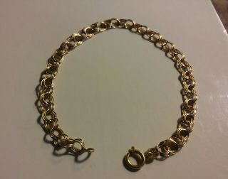 Vintage 14k Gold Triple Link Charm Bracelet 7 " Long 3.  25 Grams ( (319))