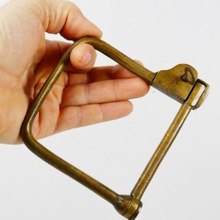 Antique Vintage Brass Bag Padlock With Key Military D Lock Handle Navy