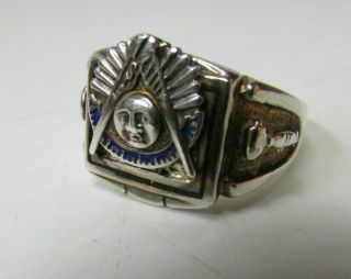 Sterling Silver 925 Dason Past Masters Masonic Ring - Size 13/22mm