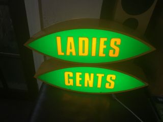Rare Vintage Signs Ladies & Gents Metal Light Box Signs From Old Club