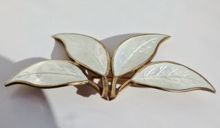 Fine Vintage David Andersen Norwegian Sterling Silver Enamel Leaf Brooch