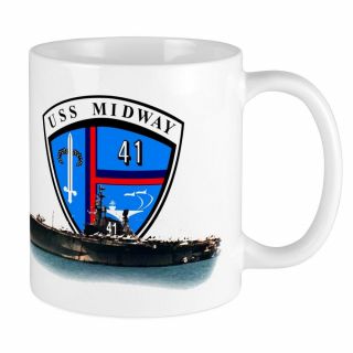 11oz Mug Uss Midway Cv - 41s - White Ceramic Coffee Tea Cup