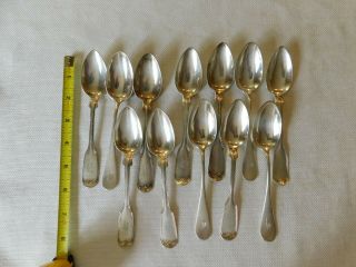12 Antique Sterling Silver Spoons All Marked Sterling 330 Grams