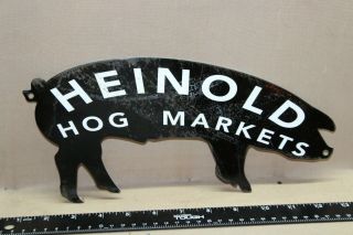 Heinold Hog Markets Heavy Metal Pig Sign Farm Barn Ham Hampshire Feed Seed