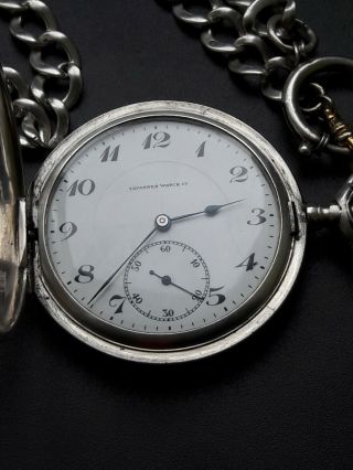 Vintage Pocket Watch Tavannes;15 Jewels,  Silver - Niello - Gold,  Silver Chain,  Swiss
