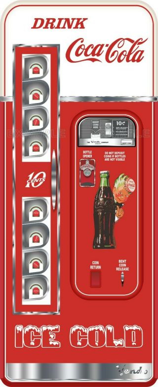 Coca Cola Vending Machine Printed Adhesive Vinyl Decal Fridge 21 " W X 52 " H