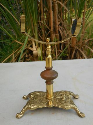 Vintage Ornate Brass And Wood Kaleidoscope Holder Display Stand