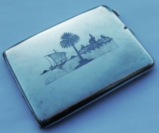 Fine Quality Antique Iraqi Solid Silver & Niello Cigarette Case; Islamic C1930