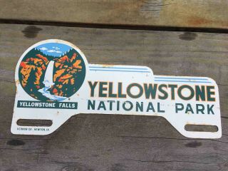 Old Yellowstone National Park Souvenir Advertising License Plate Topper Falls