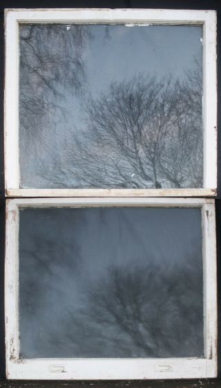 Pair 36 " X68 " Antique Vintage Double Hung Wood Wooden Sash Window Wavy Glass Lite
