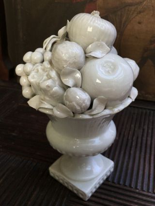 Vintage Italian White Porcelain Blanc De Chine Fruit Topiary