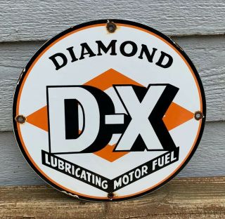 Vintage 1950s Diamond D - X Gasoline Sign Porcelain Gas Pump Plate Service Station