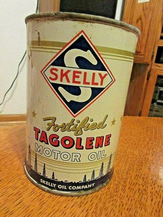 Vintage Rare Can Skelly Fortified Tagolene Motor Oil 30 Cents Price Non Ribbed