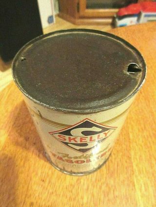 vintage RARE can SKELLY FORTIFIED TAGOLENE MOTOR OIL 30 cents price non ribbed 2