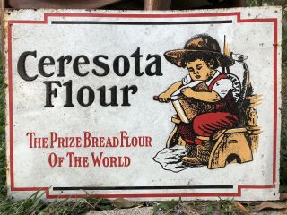 Vintage Ceresota Flour Metal Not Porcelain Sign Food Gas Oil Pump Plate