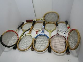 10 Vintage Wood - Wooden Tennis Racquets Wilson Apollo Spalding Slazenger Sport