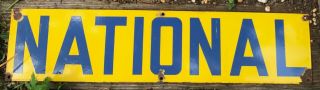 Vintage Oil Well Lease Sign National Blue Letters On Yellow 29 " X 7 " Ends Oct 31