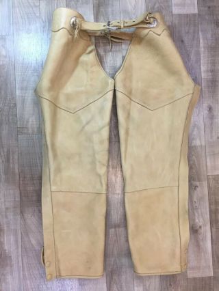 Vintage Cowboy Western Men’s Geniune Leather Chaps W/zipper
