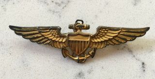 Ww2 Era United States Navy Usn Aviator Pilot Wings Pin Badge Balfour Gold Filled