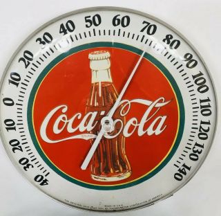 Vintage Coca Cola Ohio Jumbo Dial Thermometer Red & White Aluminum Trim Atlanta