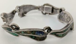 Vtg Mexico Azteca Los Castillo Sterling Silver Turquoise Lapis Lazuli Bracelet
