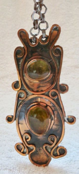 Rare Copper Rafael Alfandary Canada Pendant Necklace Citrine Glass Cobochons