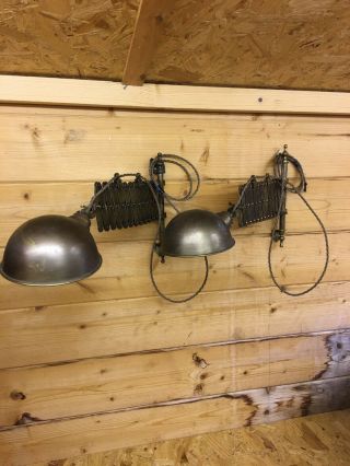 Vintage French Extending Scissor Wall Lamps X 2