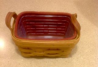 Longaberger Small Berry Basket Combo With Leather Handles,  Paprika Liner