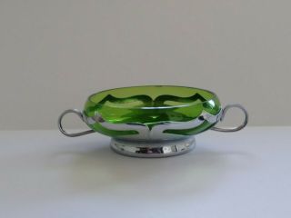 Farber Bros Krome Kraft Dish With Green Glass Vintage