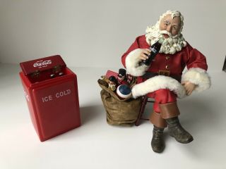 Coca - Cola Kurt Adler Fabriche Santa With Coca Cola Cooler Tablepiece