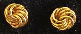 9 Carat Gold Vintage Art Deco Antique Knot Design Ear Stud Earrings A