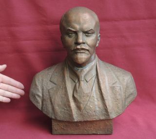 Lenin Old Big Bust Russian Soviet Ussr Communist Statue 1976 Signed 13 " =33cm