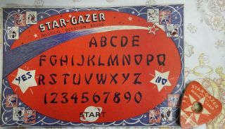Vintage 1940s Star Gazer Mystical Question Board W/planchette Ouija Spirit Board