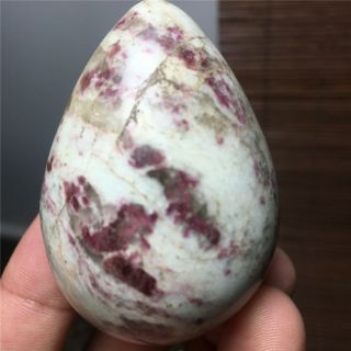 113g Natural Red Tourmaline Quartz Crystal Polished Egg Specimen C462