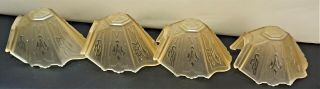 Antique Art Deco Slip Glass Shades For Chandelier,  Wall Sconces Set Of 4