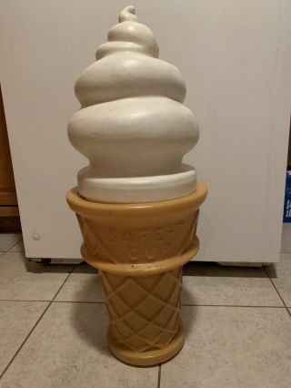 Vintage Plastic Safe - T Cup Ice Cream Cone Bank Blow Mold Vanilla