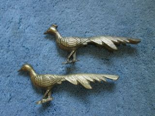 Vintage Brass Ornate Peacocks - Pair - 8 1/2 " Long -