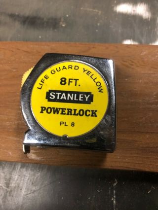 Vintage Stanley Life Guard Yellow 8 Ft Tape Measure Pl 8 Steel Body