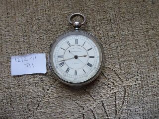LARGE ANTIQUE GENTS SILVER CASED CENTER SECONDS CHRONOGRAPH POCKET WATCH 2