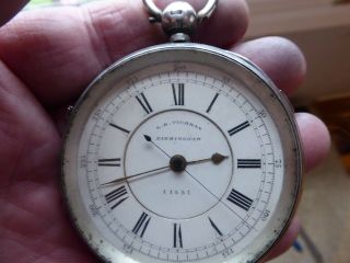 LARGE ANTIQUE GENTS SILVER CASED CENTER SECONDS CHRONOGRAPH POCKET WATCH 3