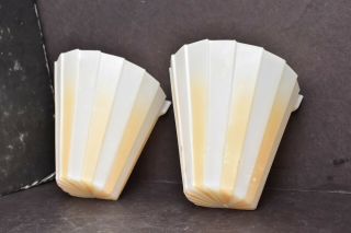 Atq Williamson Beardslee Art Deco Slip Glass Shades For Chandelier / Sconce Pair