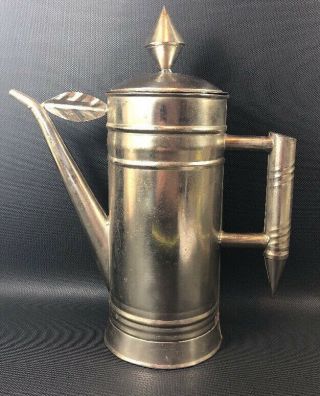 Antique Tin Arts And Crafts Style Tin Coffee Pot Unique Handle Spout Finial 5s
