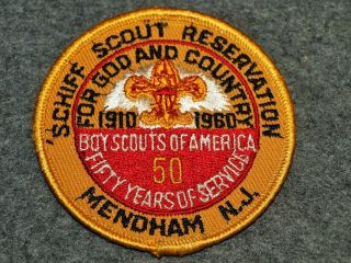 Bsa Pocket Patch…1960 - Bsa 50 Years Of Service…schiff Scout Reservation