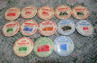 13 National Steam Threshing Bee Steam Tractor Engines Buttons 12th - 28th 1952 - 68