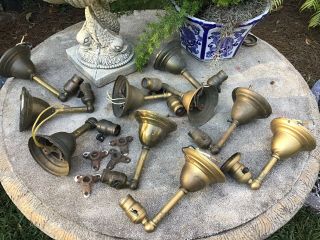 Set Of 10 Matching Antique 1916 Brass Early Electric Wall Sconce Lamp Fixture